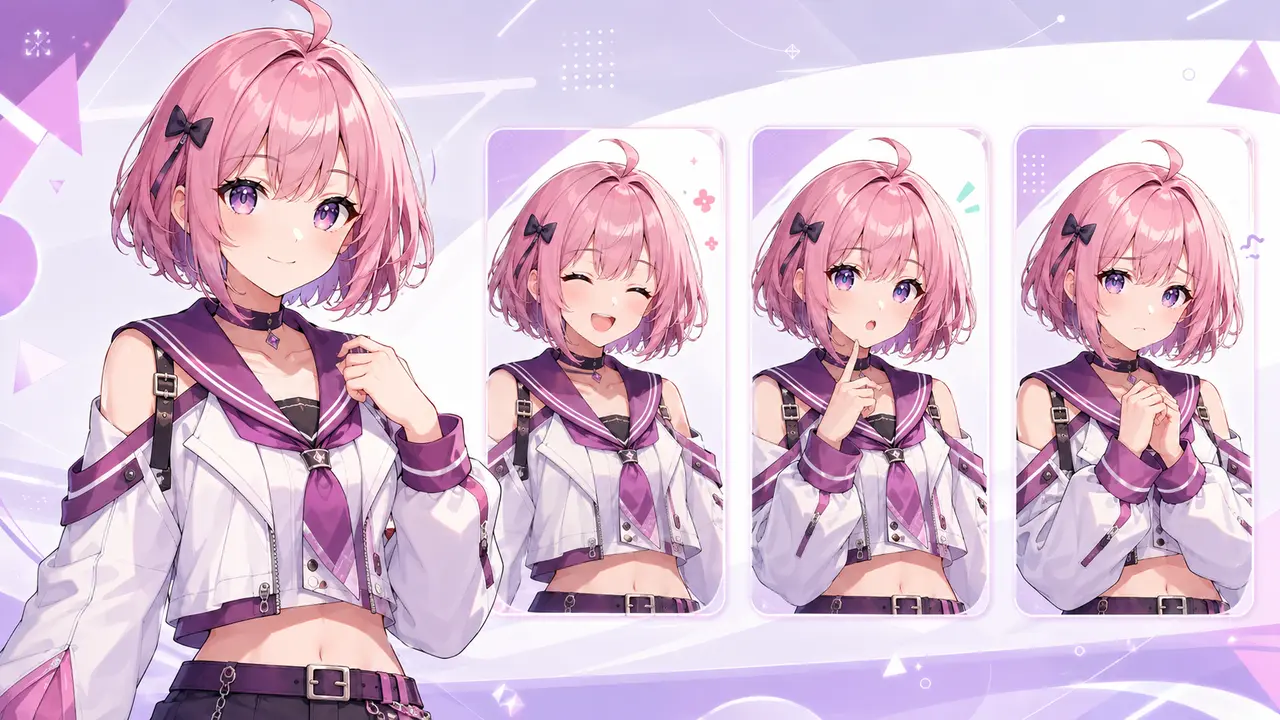 複数の表情差分を並べてモデルの見え方を確認するVTuber