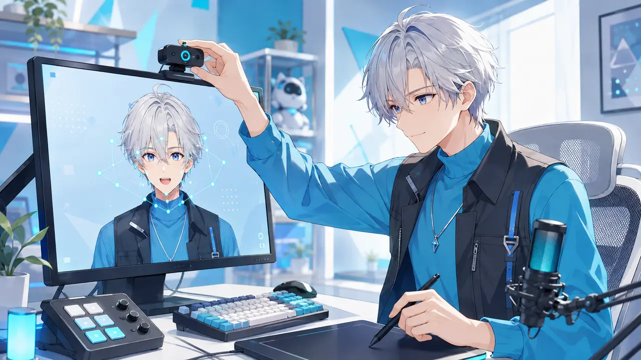 表情と動きの連動を確認するLive2D制作風景