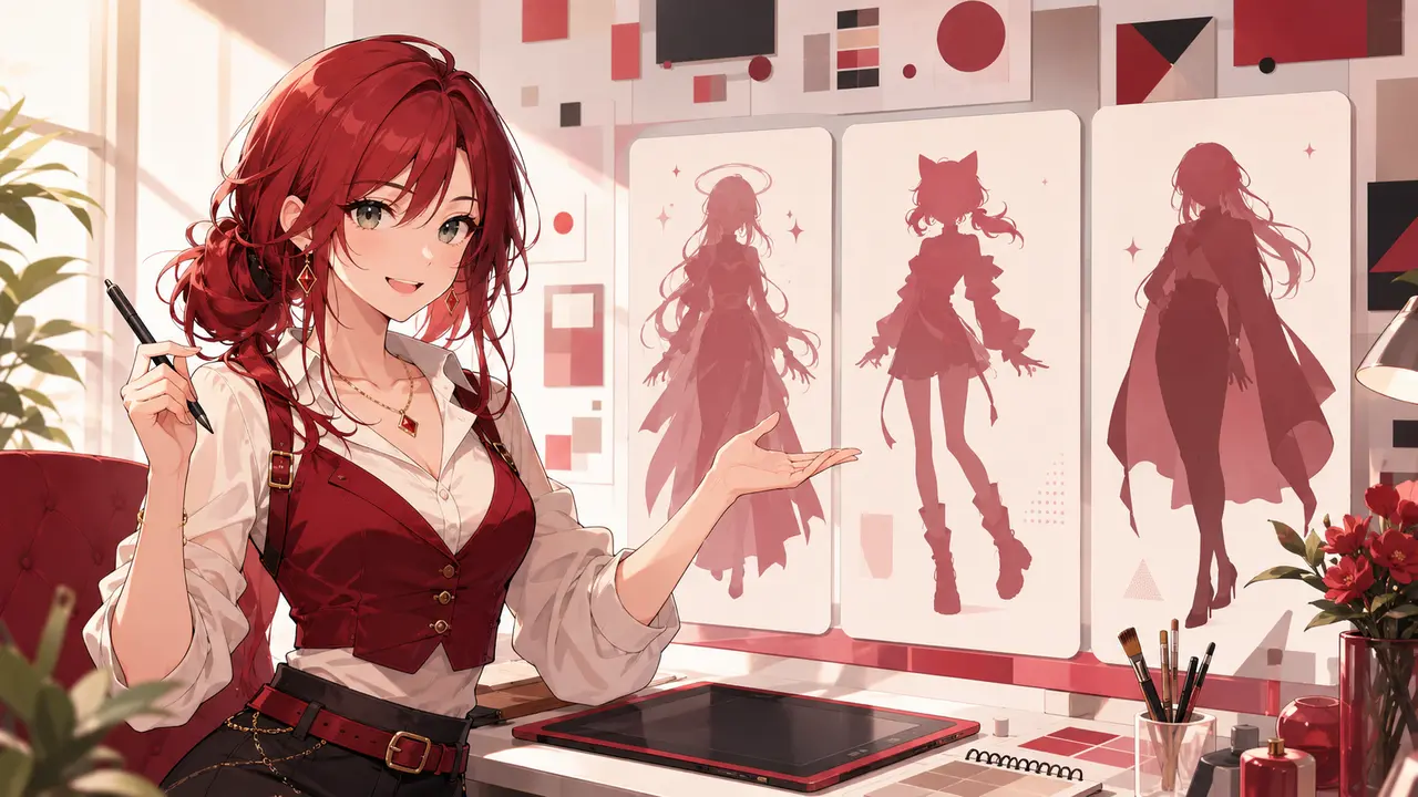 複数のキャラクター案を見比べて活動コンセプトを考えるVTuber