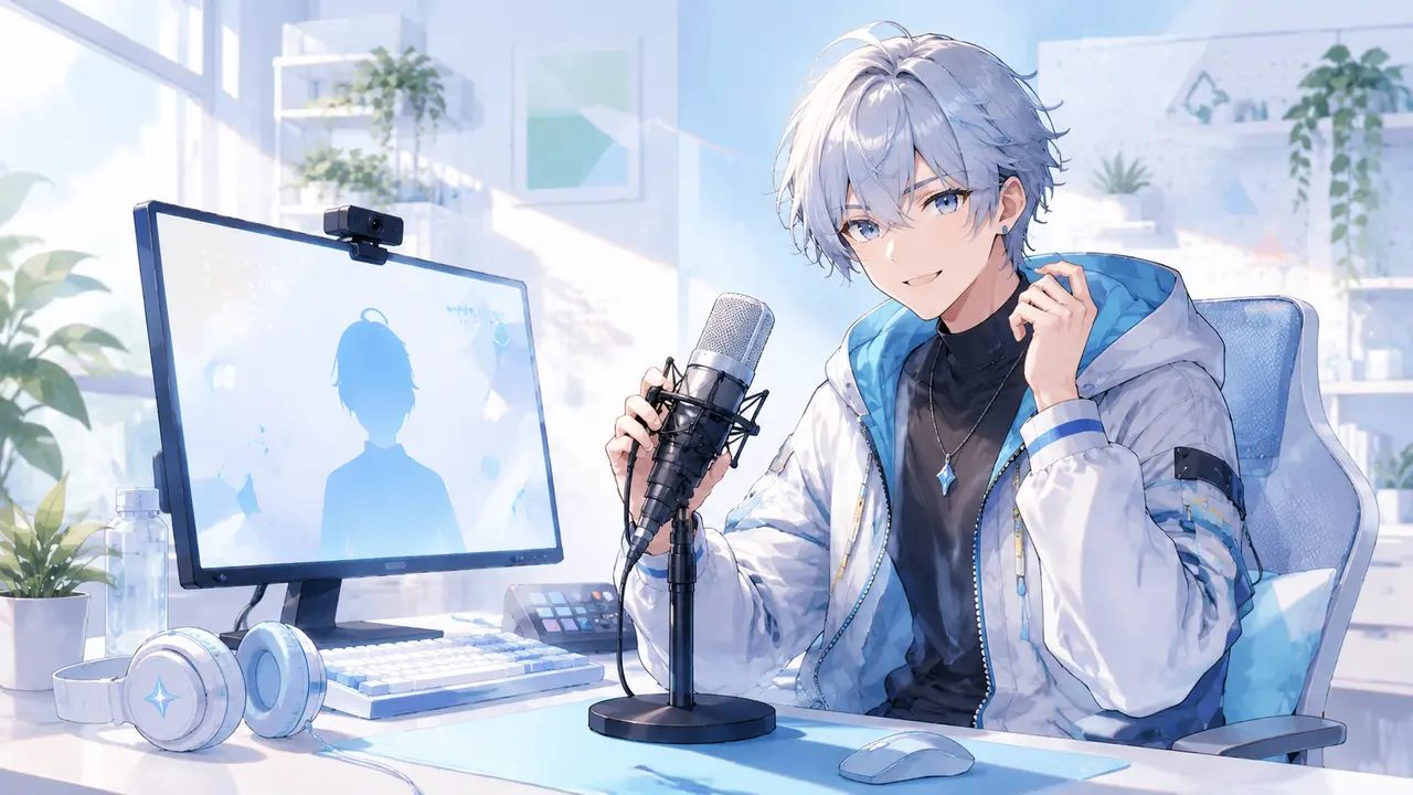 本番前にモデルの動きとマイクを試すVTuber