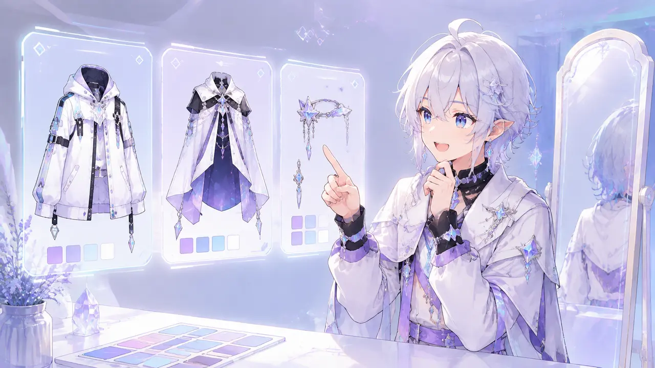 アプリ内アバターの衣装を組み合わせるVライバー